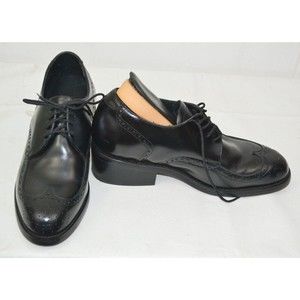 Men's Leather Size 8 Dress Wingtip Lift Shoes Black 3" Total Lift #1455-1 w/Box